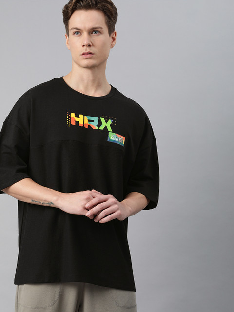 

HRX By Hrithik Roshan Men Jet Black Solid Camouflage Lifestyle Tshirt