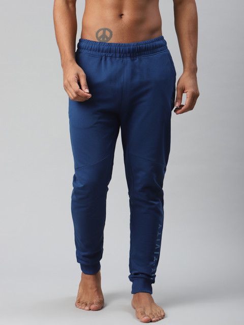 

HRX By Hrithik Roshan Men Blue Solid Slim Fit Organic Cotton Antimicrobial Yoga Joggers