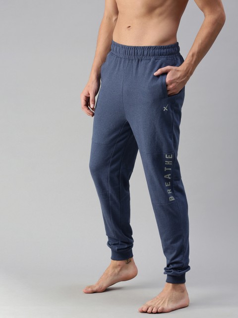 

HRX By Hrithik Roshan Men Navy Blue Typographic Regular Fit Melange Bio-Wash Yoga Joggers