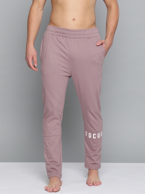 

HRX By Hrithik Roshan Men Twilight Mauve Typographic Slim Fit Organic Cotton Antimicrobial Yoga Track Pants