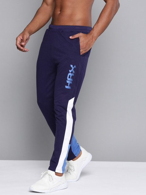 

HRX By Hrithik Roshan Men Medival Blue Solid Slim Fit Bio-Wash Lifestyle Track Pants, Navy blue