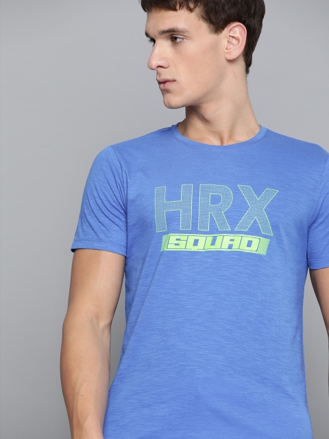 

HRX By Hrithik Roshan Men Strong Blue Solid Bio-Wash Lifestyle Tshirt