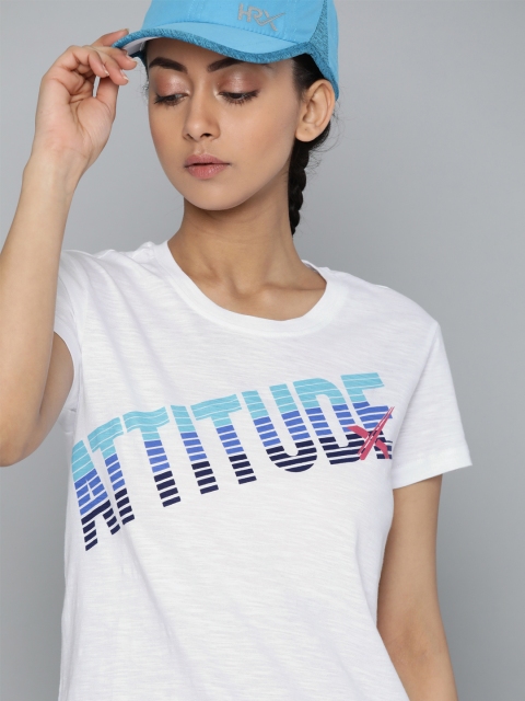 

HRX By Hrithik Roshan Women Optic White Typographic Bio-Wash Lifestyle Tshirt