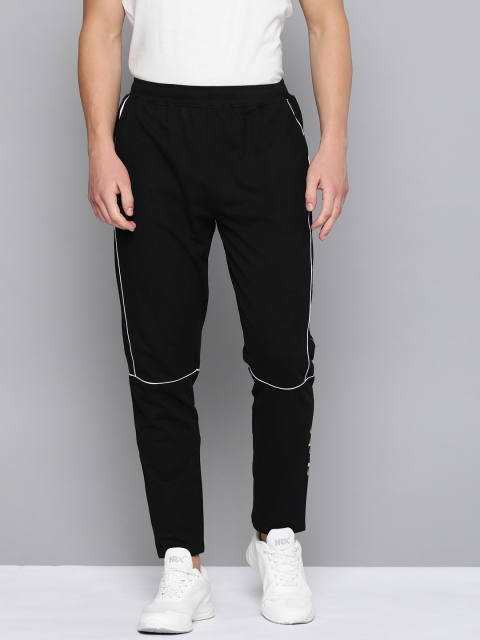 

HRX By Hrithik Roshan Men Jet Black Typographic Regular Fit Mid-Rise Bio-Wash Lifestyle Track Pants