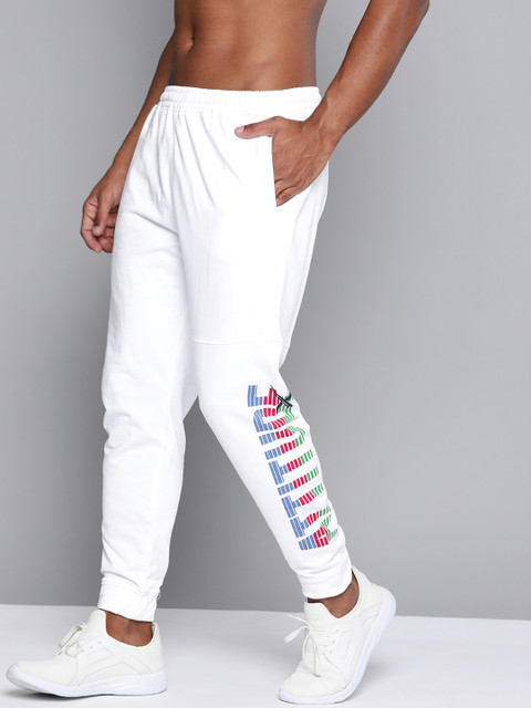 

HRX By Hrithik Roshan Men Optic White Typographic Regular Fit Mid-Rise Bio-Wash Lifestyle Joggers