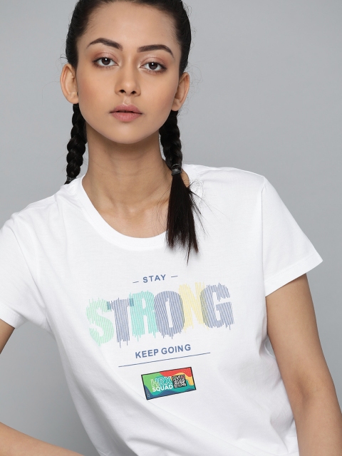 

HRX By Hrithik Roshan Women Optic White Typographic Bio-Wash Lifestyle Tshirt
