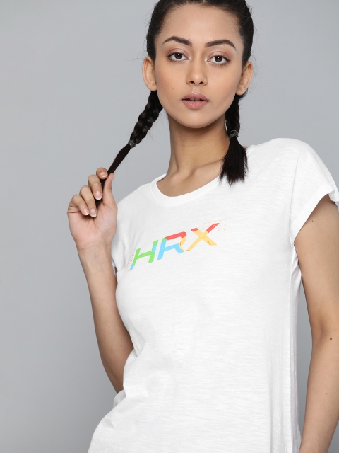 

HRX By Hrithik Roshan Women Optic White Solid Bio-Wash Lifestyle Tshirt