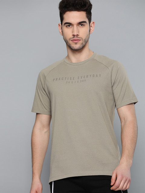 

HRX By Hrithik Roshan Men Brindle Typographic Organic Cotton Antimicrobial Antimicrobial Yoga Tshirt, Beige