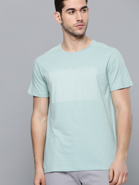 

HRX By Hrithik Roshan Men Aquifier Typographic Bamboo Cotton Bio-Wash Antimicrobial Yoga Tshirt, Blue