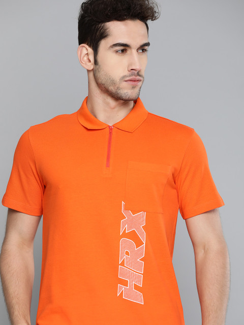 

HRX By Hrithik Roshan Men Orangeade Solid Organic Cotton Antimicrobial Lifestyle Tshirt, Orange