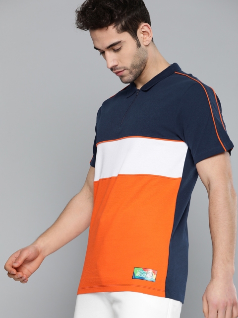 

HRX By Hrithik Roshan Men Medival Blue Colourblock Organic Antimicrobial Lifestyle Tshirt, Navy blue