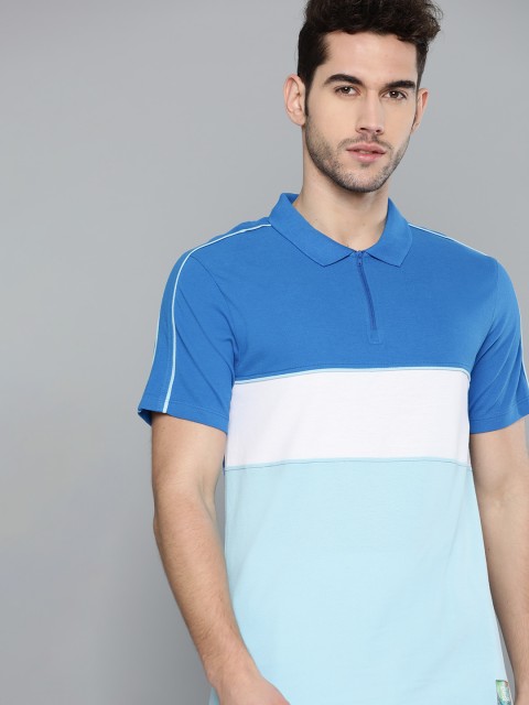 

HRX By Hrithik Roshan Men Strong Blue Colourblock Organic Cotton Antimicrobial Lifestyle Tshirt