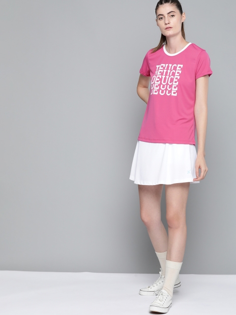 

HRX By Hrithik Roshan Women Phlox Pink Typographic Rapid-Dry Racketsport Tshirt