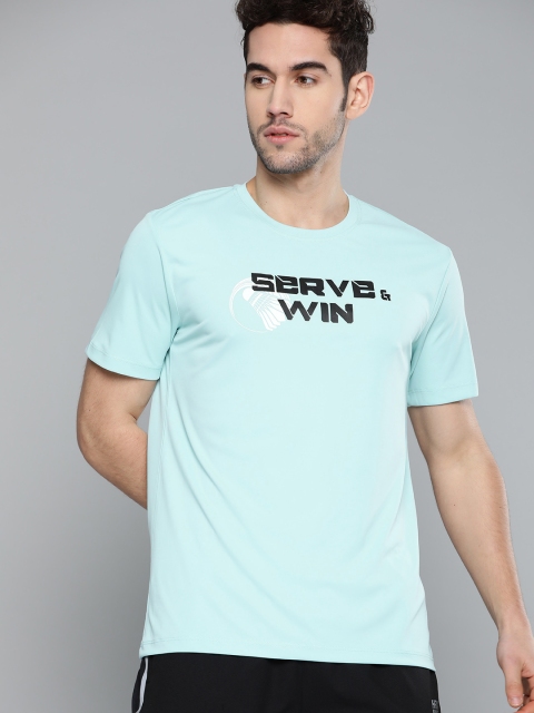 

HRX By Hrithik Roshan Men Crystal Blue Typographic Rapid-Dry Antimicrobial Anti-Static Racketsport Tshirt