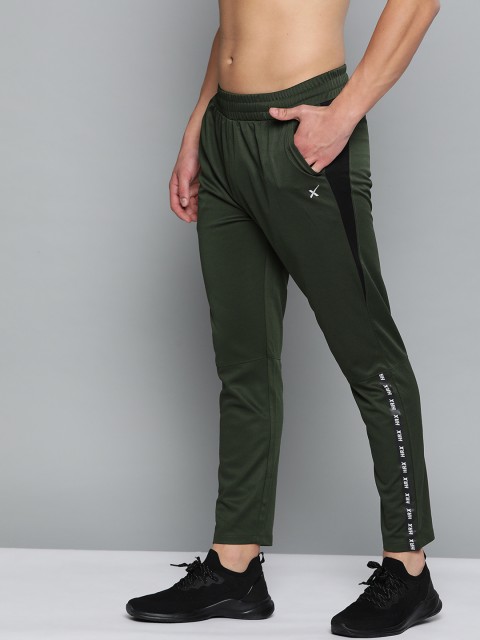 

HRX By Hrithik Roshan Men Kombu Green & Jet Black Colourblock Slim Fit Mid-Rise Rapid-Dry Antimicrobial Training Track Pants