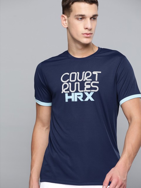 

HRX By Hrithik Roshan Men Medival Blue & Crystal Blue Colourblock Rapid-Dry Antimicrobial Anti-Static Racketsport Tshirt, Navy blue