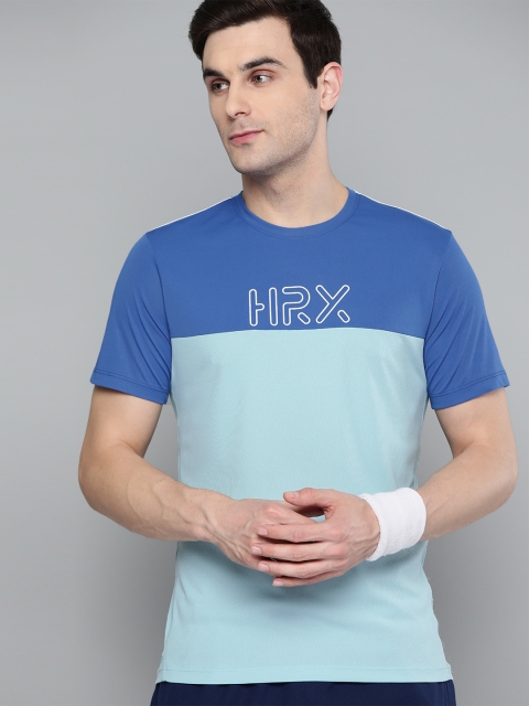 

HRX By Hrithik Roshan Men Strong Blue & Crystal Blue Colourblock Rapid-Dry Antimicrobial Anti-Static Racketsport Tshirt