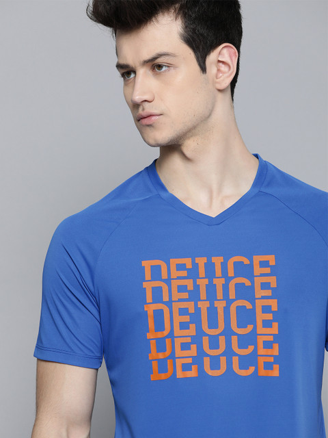 

HRX By Hrithik Roshan Men Strong Blue Graphic Rapid-Dry Antimicrobial Anti-Static Racketsport Tshirt