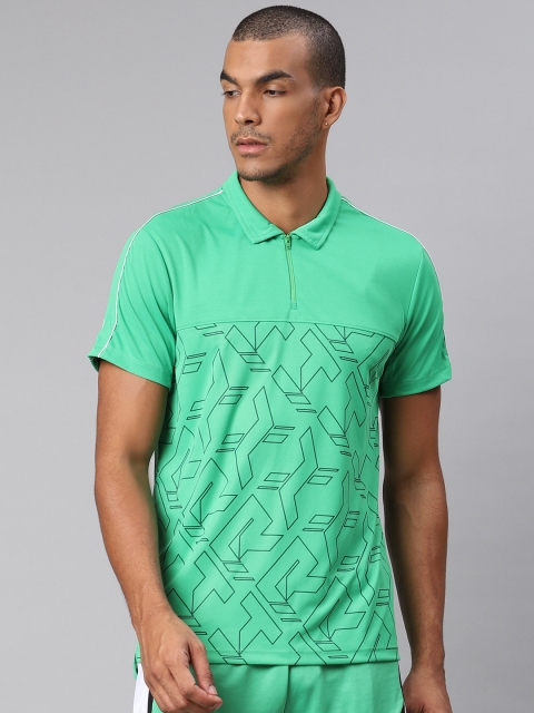 

HRX By Hrithik Roshan Men Kelly Green AOP Rapid-Dry Anti-Static Racketsport Tshirt