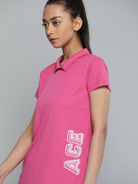 

HRX By Hrithik Roshan Women Pink Print Rapid-Dry Antimicrobial Racketsport Tshirt