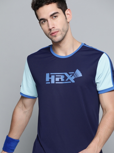 

HRX By Hrithik Roshan Men Medival Blue Colourblock Rapid-Dry Antimicrobial Running Tshirt