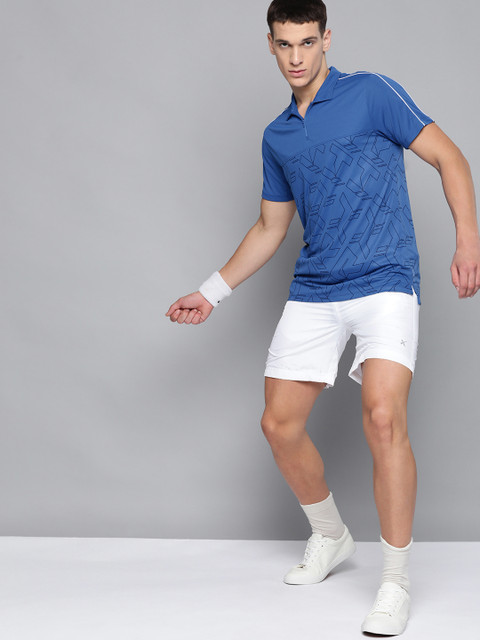 

HRX By Hrithik Roshan Men Strong Blue AOP Rapid-Dry Antimicrobial Anti-Static Racketsport Tshirt