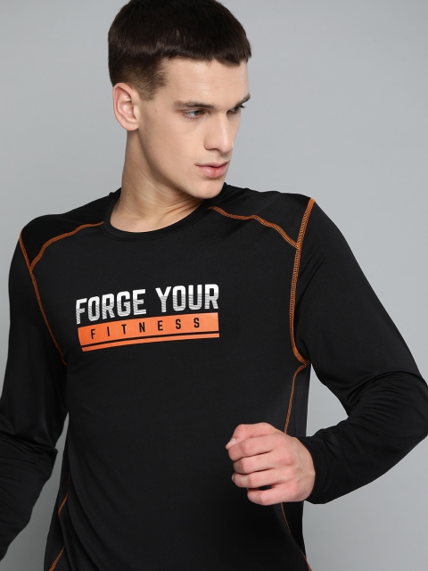 

HRX By Hrithik Roshan Men Jet Black Typographic Rapid-Dry Antimicrobial Training Tshirt