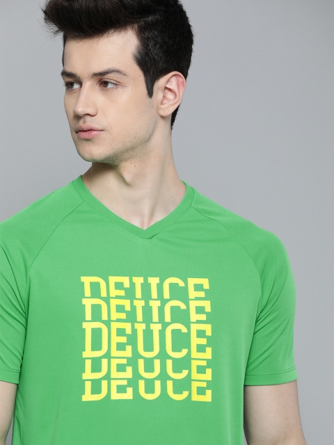 

HRX By Hrithik Roshan Men Kelly Green Graphic Rapid-Dry Antimicrobial Anti-Static Racketsport Tshirt
