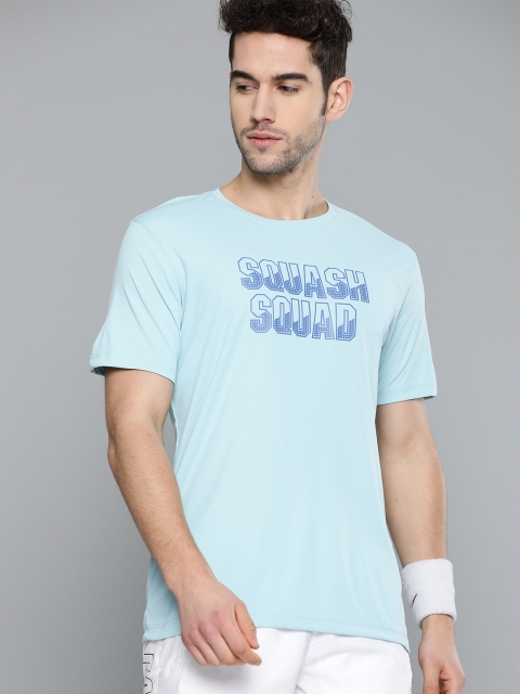 

HRX By Hrithik Roshan Men Crystal Blue Typographic Rapid-Dry Antimicrobial Anti-Static Racketsport Tshirt