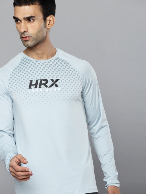 

HRX By Hrithik Roshan Men Blue Printed Rapid-Dry Antimicrobial Training T-shirt