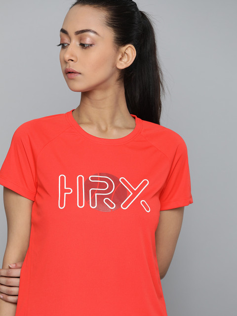 

HRX By Hrithik Roshan Women High Risk Red Solid Rapid-Dry Anti-Static Antimicrobial Racketsport Tshirt