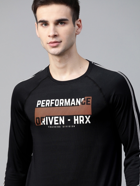 

HRX By Hrithik Roshan Men Black Typographic Rapid-Dry Antimicrobial Training T-shirt