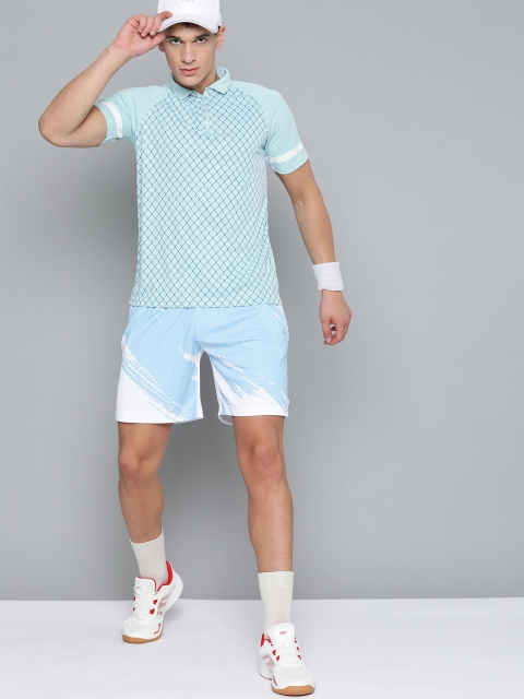 

HRX By Hrithik Roshan Men Crystal Blue AOP Rapid-Dry Antimicrobial Anti-Static Racketsport Tshirt