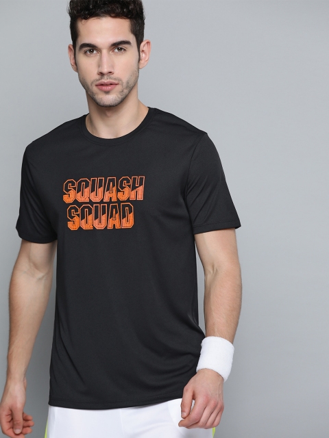 

HRX By Hrithik Roshan Men Jet Black Typographic Rapid-Dry Antimicrobial Anti-Static Racketsport Tshirt