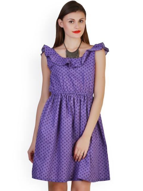 

Belle Fille Purple Printed A-Line Dress