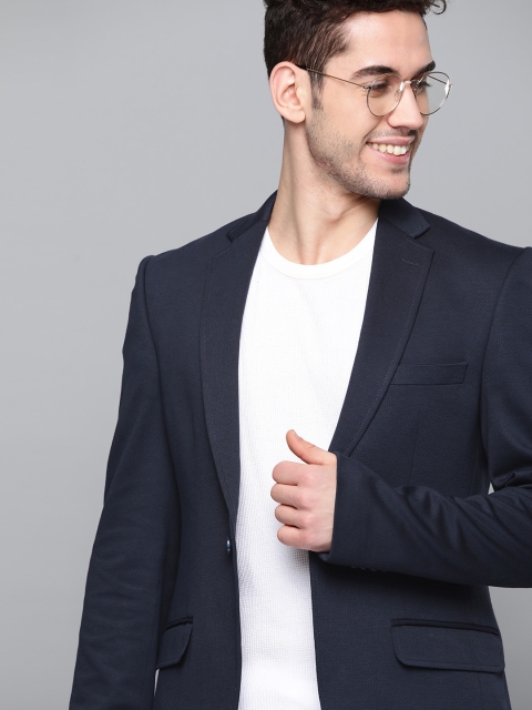 

Mast & Harbour Men Navy Blue Solid Single-Breasted Smart Casual Blazer