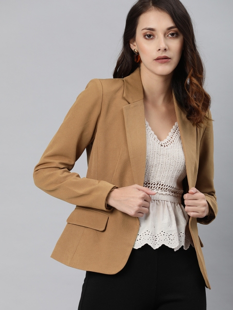 

ONLY Women Brown Solid Regular Fit Casual Blazer