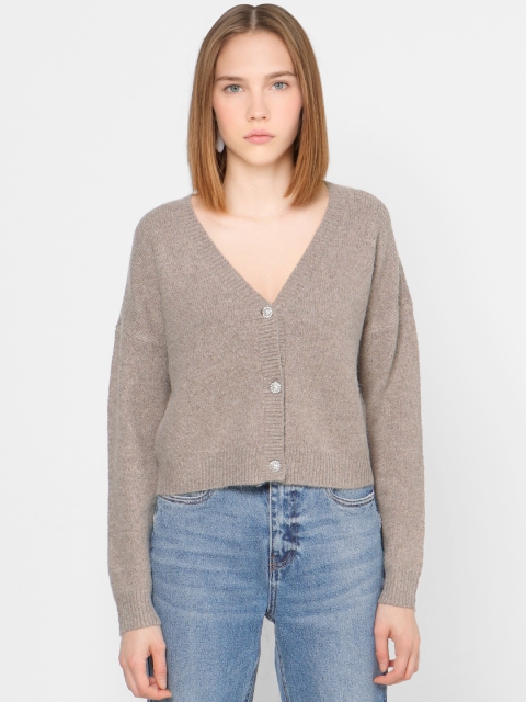 

ONLY Women Beige Solid Cardigan Sweater