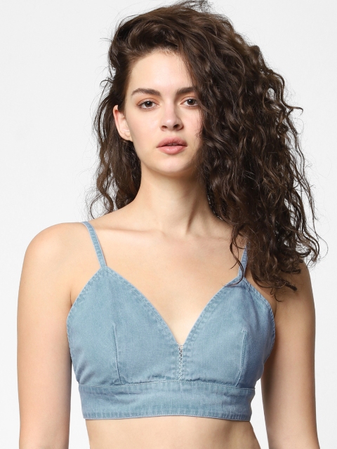 

ONLY Women Blue Solid Chambray Bralette Top