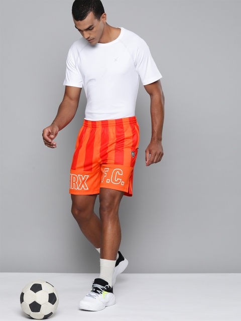 

HRX By Hrithik Roshan Men Orangeade AOP Regular Fit Mid-Rise Rapid-Dry Football Shorts, Orange