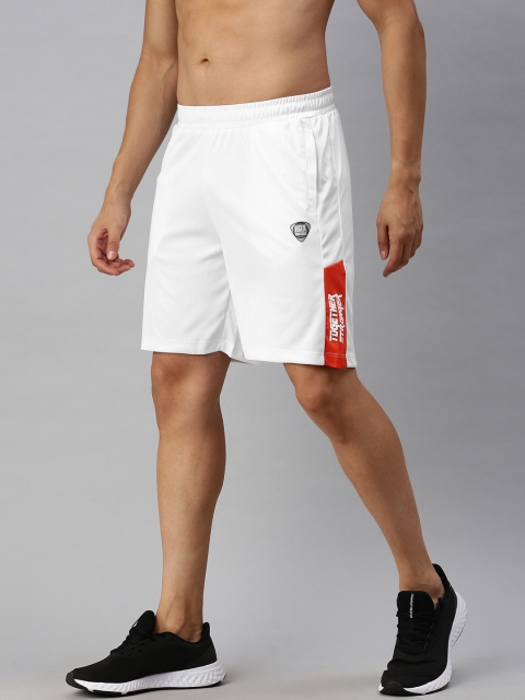 

HRX By Hrithik Roshan Men Optic White & High Risk Red Colourblock Regular Fit Mid-Rise Rapid-Dry Football Shorts
