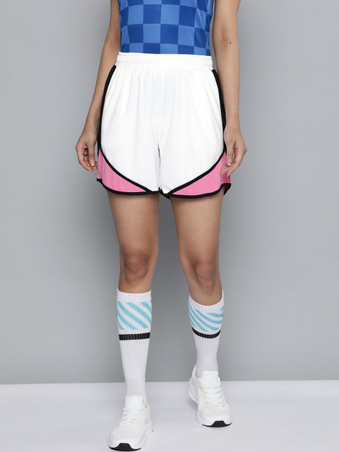 

HRX By Hrithik Roshan Women White & Pink Colourblocked Regular Fit Rapid-Dry Shorts