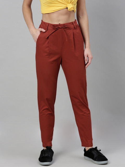 

ONLY Women Brown Straight Fit Solid Peg Trousers