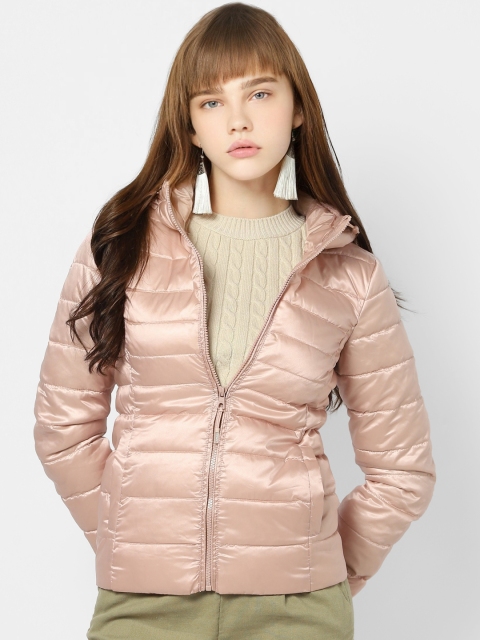 

ONLY Women Pink Solid Hooded Puffer Jacket