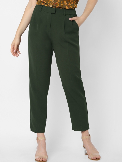 

ONLY Women Green Carrot Straight Fit Solid Regular Trousers