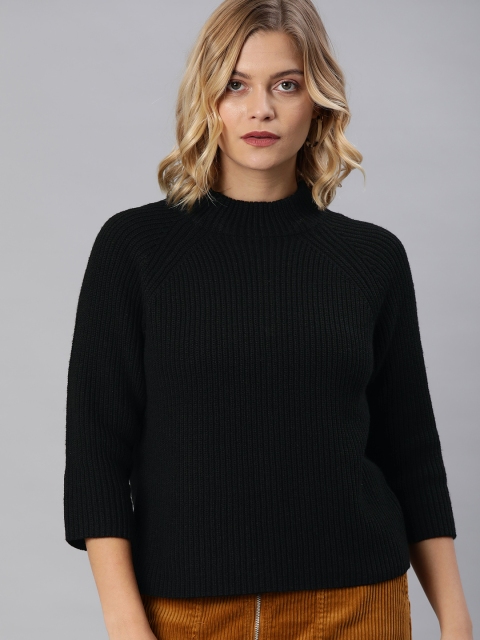 

ONLY Women Black Solid Pullover Sweater