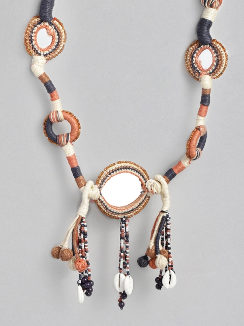

justpeachy Multicoloured Mirrored Statement Tribal Necklace, Multi