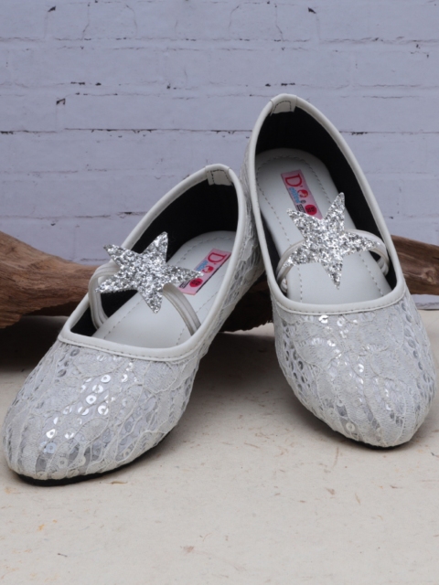 

DChica Girls White Woven Design Ballerinas