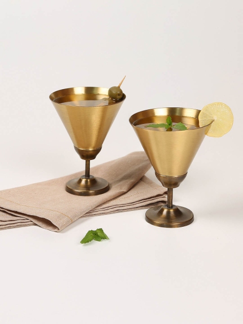 

ellementry Gold Set of 2 Brass Martini Glasses