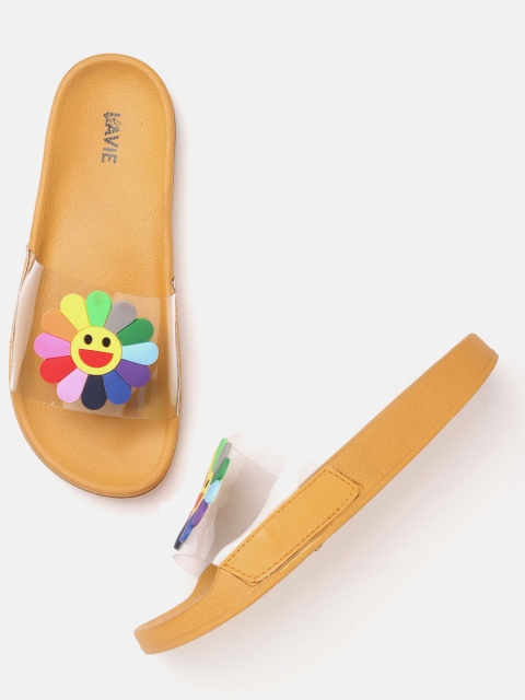 

Lavie Women Transparent Colourful Smiley Floral Applique Open Toe Flats